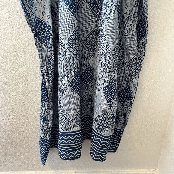 World Market Women’s Kaftan One Size Dress Cover-Up Blue Patchwork Prink Boho - Picture 7 of 13